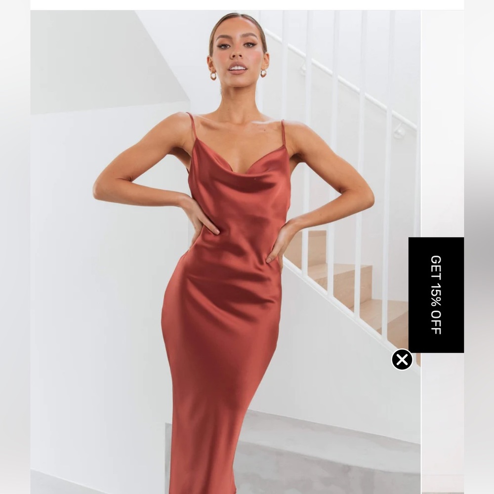 Salmon Petal & Pup Satin slip dress - Picture 13 of 13